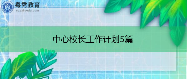中心校长工作计划5篇