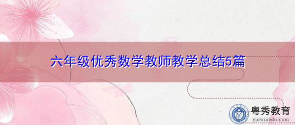六年级优秀数学教师教学总结5篇