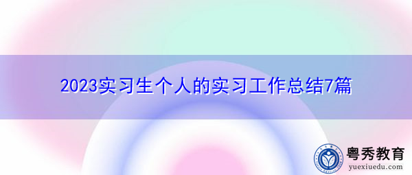 2023实习生个人的实习工作总结7篇