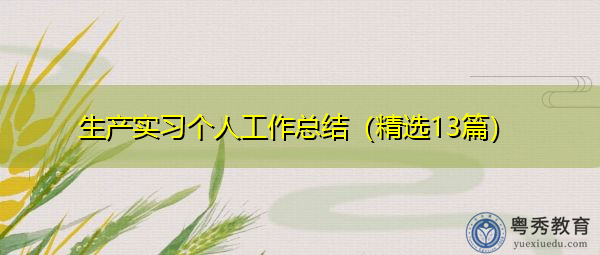 生产实习个人工作总结(精选13篇) 生产实习个人工作总结(精选13篇)