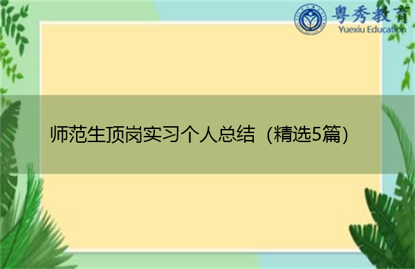 师范生顶岗实习个人总结（精选5篇）