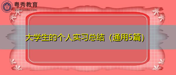 大学生的个人实习总结(通用5篇) 大学生的个人实习总结(通用5篇)