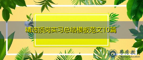 精选顶岗实习总结模板范文10篇 精选顶岗实习总结模板范文10篇