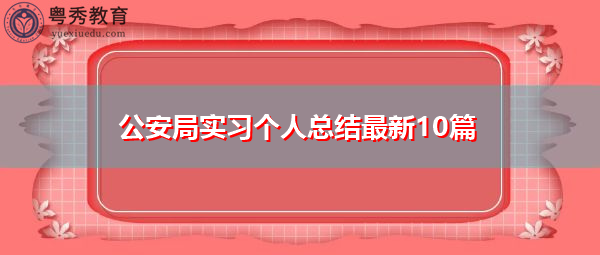 公安局实习个人总结最新10篇 公安局实习个人总结最新10篇