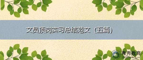 文员顶岗实习总结范文(五篇) 文员顶岗实习总结范文(五篇)