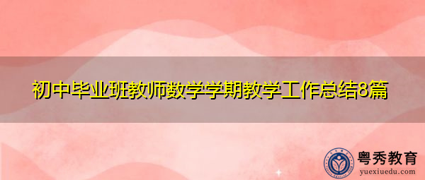 初中毕业班教师数学学期教学工作总结8篇