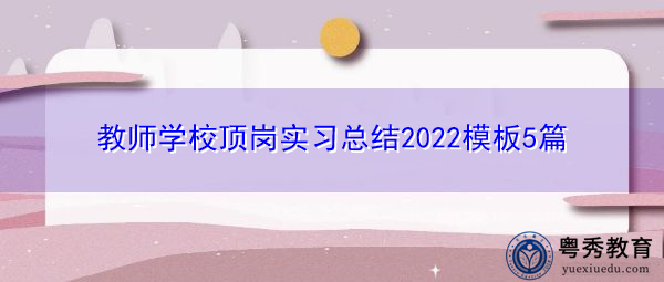 教师学校顶岗实习总结2022模板5篇 教师学校顶岗实习总结2022模板5篇