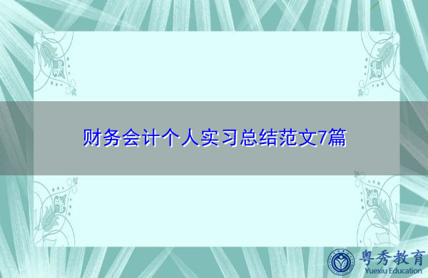 财务会计个人实习总结范文7篇 财务会计个人实习总结范文7篇