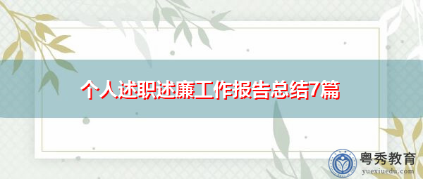个人述职述廉工作报告总结7篇