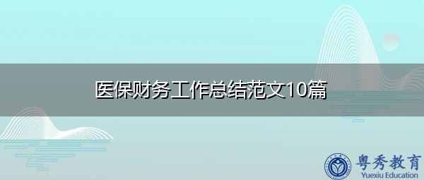 医保财务工作总结范文10篇