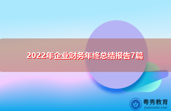 2022年企业财务年终总结报告7篇