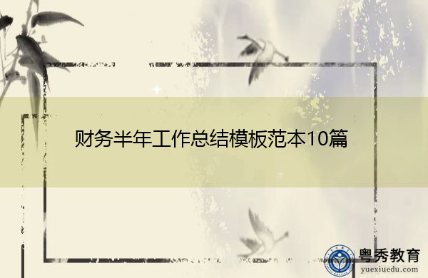 财务半年工作总结模板范本10篇