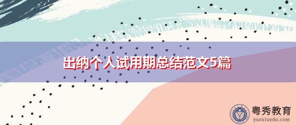 出纳个人试用期总结范文5篇 出纳个人试用期总结范文5篇