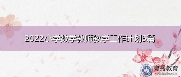 2022小学数学教师教学工作计划5篇