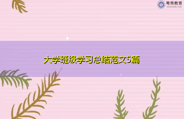大学班级学习总结范文5篇 大学班级学习总结范文5篇