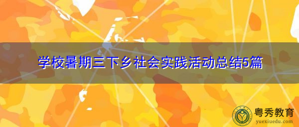 学校暑期三下乡社会实践活动总结5篇