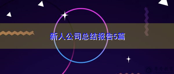 新人公司总结报告5篇 新人公司总结报告5篇