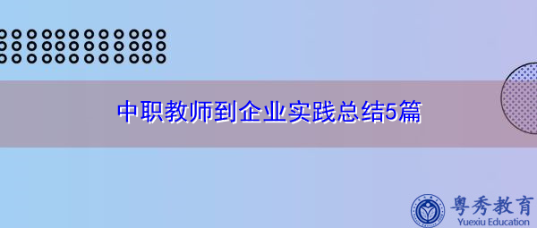 中职教师到企业实践总结5篇