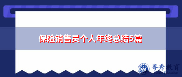 保险销售员个人年终总结5篇