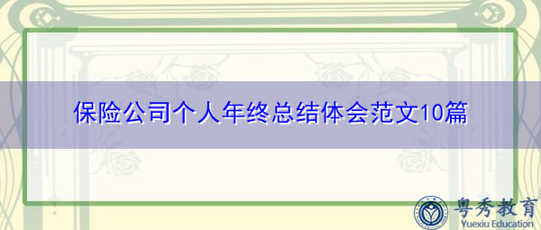 保险公司个人年终总结体会范文10篇 保险公司个人年终总结体会范文10篇
