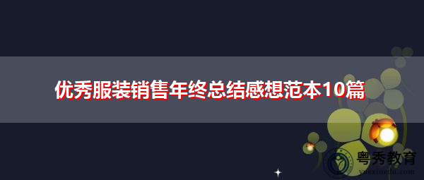 优秀服装销售年终总结感想范本10篇