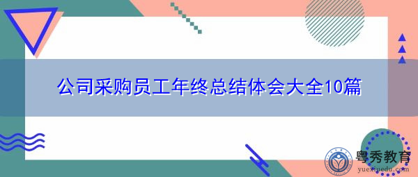 公司采购员工年终总结体会大全10篇 公司采购员工年终总结体会大全10篇