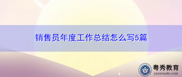 销售员年度工作总结怎么写5篇 销售员年度工作总结怎么写5篇