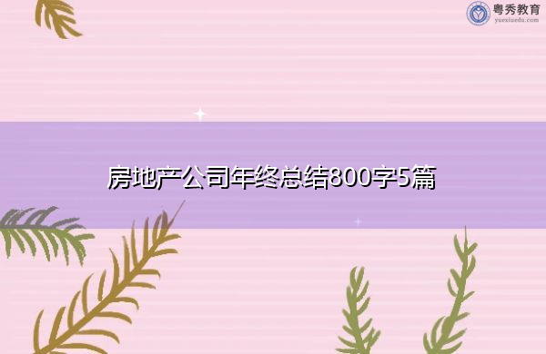 房地产公司年终总结800字5篇 房地产公司年终总结800字5篇