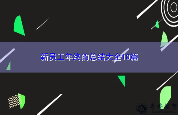 新员工年终的总结大全10篇 新员工年终的总结大全10篇