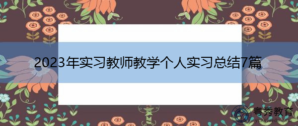 2023年实习教师教学个人实习总结7篇 2023年实习教师教学个人实习总结7篇