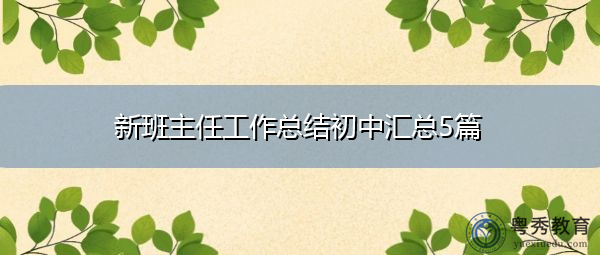 新班主任工作总结初中汇总5篇
