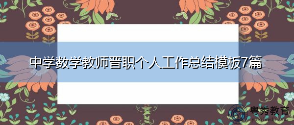 中学数学教师晋职个人工作总结模板7篇 中学数学教师晋职个人工作总结模板7篇