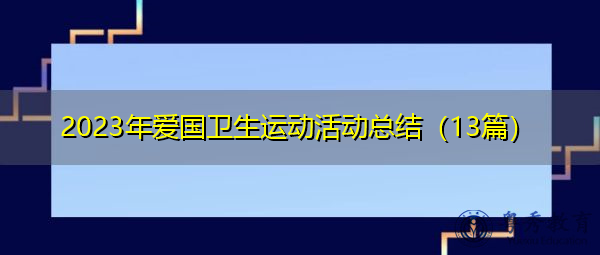 2023年爱国卫生运动活动总结（13篇）