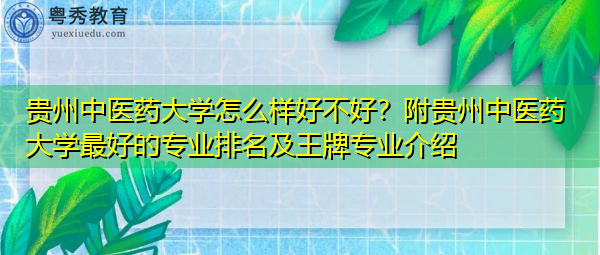 贵州中医药大学怎么样好不好?附贵州中医药大学最好的专业排名及王牌专业介绍 贵州中医药大学怎么样好不好?附贵州中医药大学最好的专业排名及王牌专业介绍
