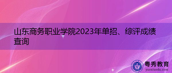 山东商务职业学院2023年单招、综评成绩查询