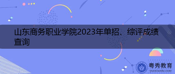 山东商务职业学院2023年单招、综评成绩查询