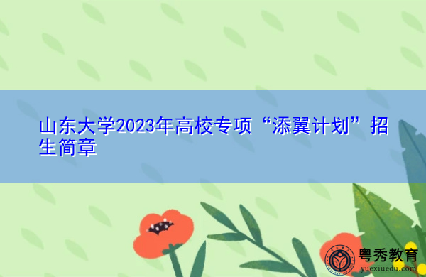 山东大学2023年高校专项“添翼计划”招生简章