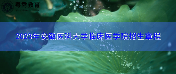 2023年安徽医科大学临床医学院招生章程 2023年安徽医科大学临床医学院招生章程