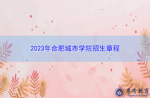 2023年合肥城市学院招生章程