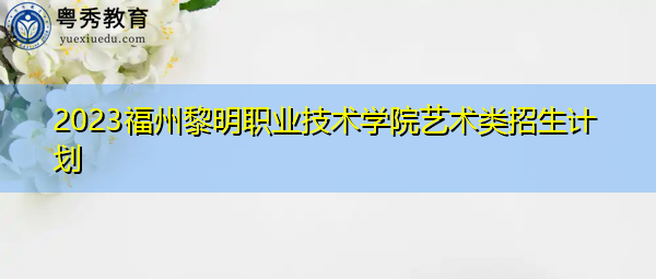 2023福州黎明职业技术学院艺术类招生计划