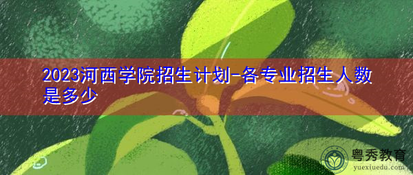 2023河西学院招生计划-各专业招生人数是多少