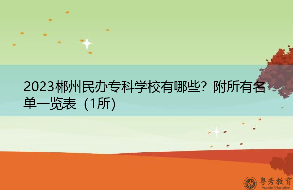 2023郴州民办专科学校有哪些?附所有名单一览表(1所) 2023郴州民办专科学校有哪些?附所有名单一览表(1所)