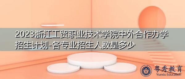 2023浙江工贸职业技术学院中外合作办学招生计划-各专业招生人数是多少