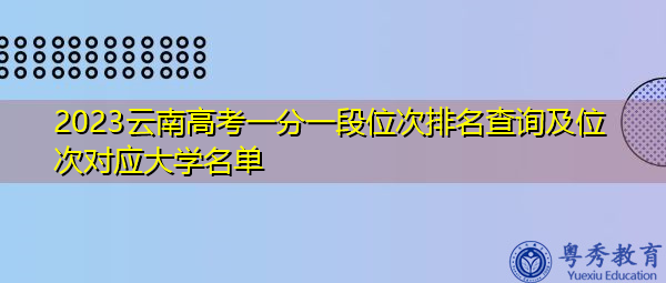 2023云南高考一分一段位次排名查询及位次对应大学名单