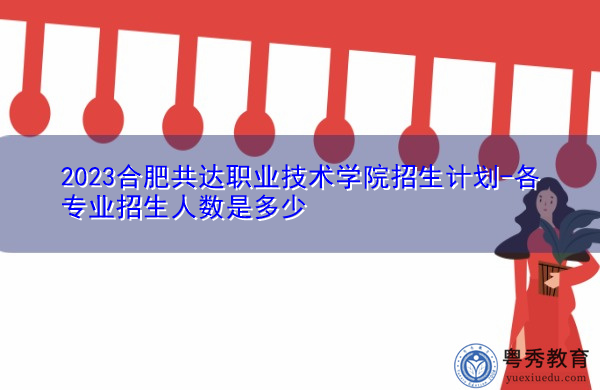 2023合肥共达职业技术学院招生计划-各专业招生人数是多少