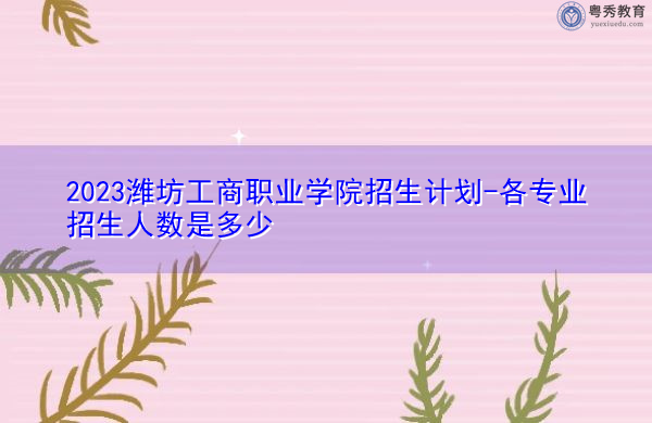 2023潍坊工商职业学院招生计划-各专业招生人数是多少