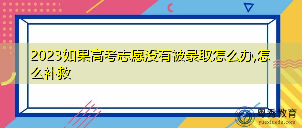 2023如果高考志愿没有被录取怎么办,怎么补救