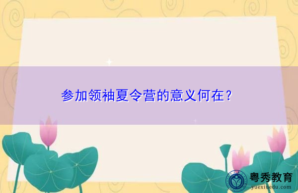 参加领袖夏令营的意义何在? 参加领袖夏令营的意义何在?