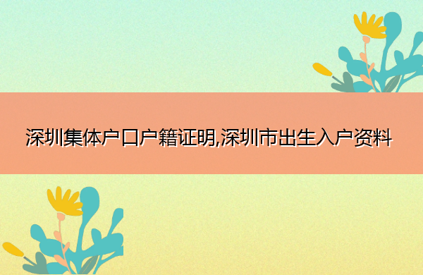 深圳集体户口户籍证明,深圳市出生入户资料 深圳集体户口户籍证明,深圳市出生入户资料