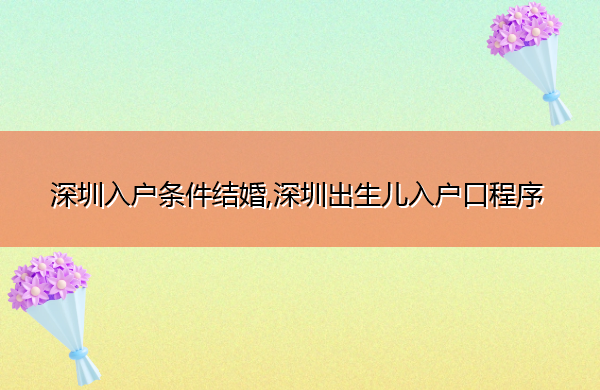 深圳入户条件结婚,深圳出生儿入户口程序 深圳入户条件结婚,深圳出生儿入户口程序